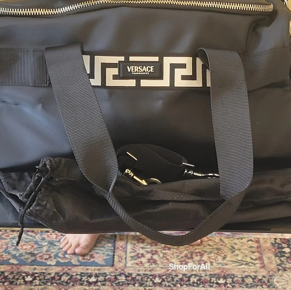 Versace Overnight Weekend Duffle Bag - Color: Black